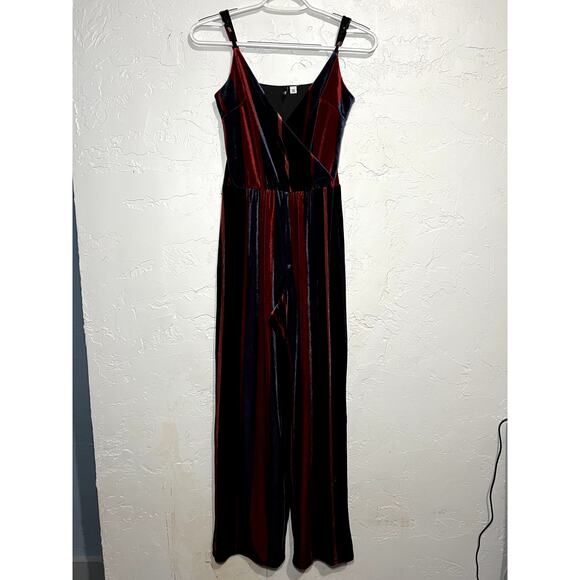 ONLY velvet stripe tank jumpsuit womens XS whimsigoth dark romantic timeless - Picture 1 of 9